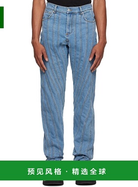 1h可退 香港直邮Mugler 穆勒 男士 蓝色 Spiral 牛仔裤 23W6PA032