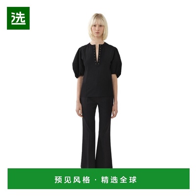 1h可退 香港直邮Chloe 蔻依 女士 短款弹力羊毛喇叭长裤 CHC23APA