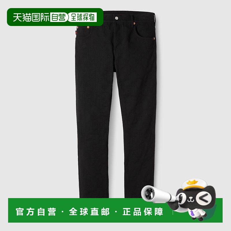 自营欧洲直邮Gucci古驰男士黑色的GG提花牛仔长裤新款