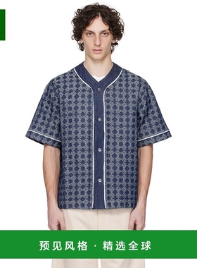 1h可退 香港直邮AMIRI 男士 黑色 MA Quad Baseball 牛仔衬衫 AMD