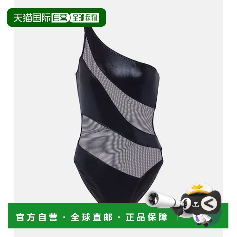 香港直邮NORMA KAMALI 诺玛·卡玛丽 女士 蛇纹拼接单肩泳衣
