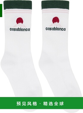 1h可退 香港直邮Casablanca 男士 白色 Montagne 中筒袜 APF25ACC
