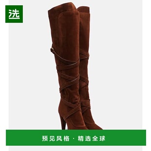 女士 1h可退 圣罗兰 Laurent 绒面革及膝靴子女靴 香港直邮Saint