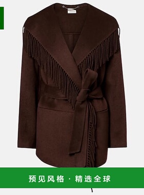 1h可退 香港直邮Simkhai 女士 Rowen 流苏羊毛混纺夹克 brown棕色