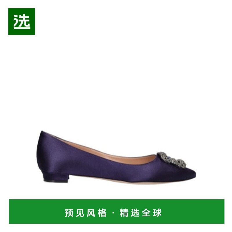 香港直邮Manolo Blahnik 徽标丝缎平底鞋 78I-0N2025