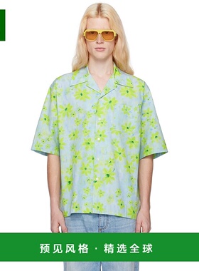 1h可退 香港直邮Marni 玛尼 男士 蓝色 & 绿色 Parade 衬衫 CUMU0