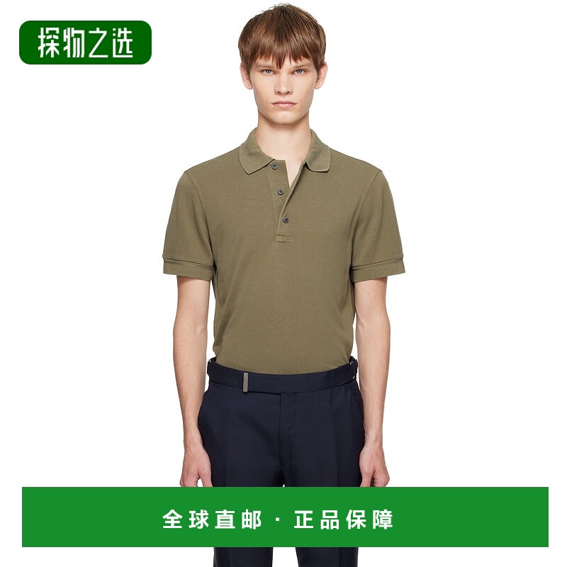 香港直邮Tom Ford 汤姆·福特 男士 卡其色 Piquet Polo 衫 JPS01