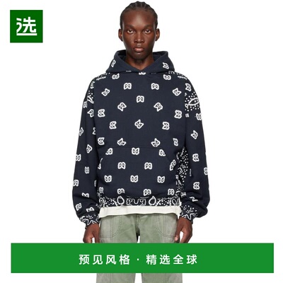 1h可退 【美国直邮】Rhude 黑色班丹纳印花连帽衫 男装卫衣 24292