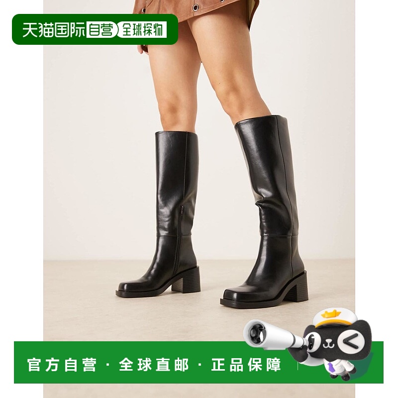 1h可退 香港直邮ASOS 女士 Campbell 设计宽版粗跟高跟及膝靴子()