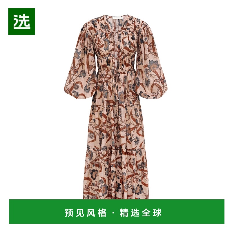 香港直邮Zimmermann Ascension Tie Billow Maxi 连衣裙 ASCENSIO
