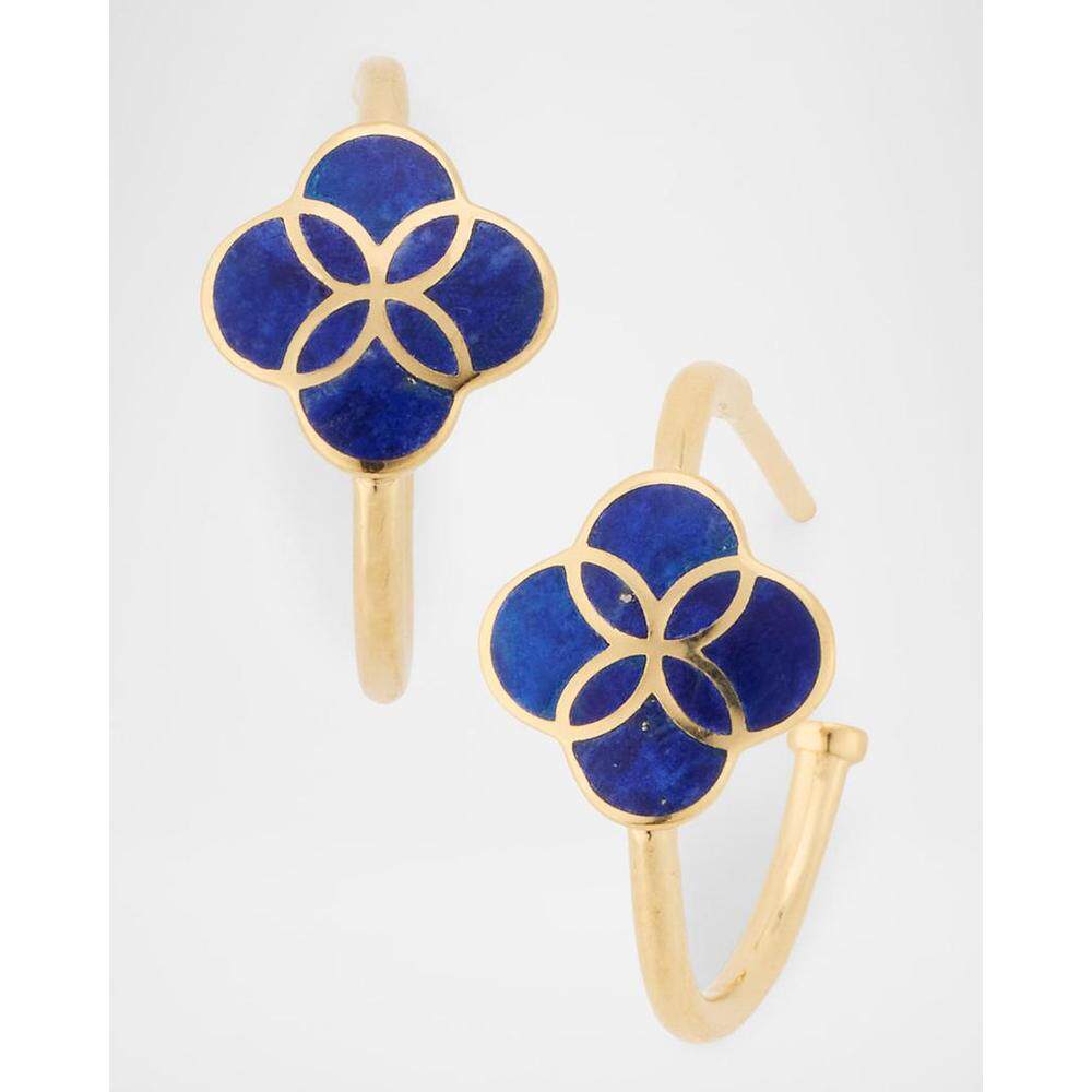 【美国直邮】Jan Leslie 18克拉镀金925纯银耳环 珍珠母贝孔雀石