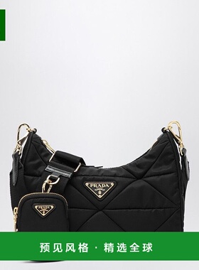 香港直邮Prada 普拉达 女士 RE-NYLON 黑色衬垫肩包 1BC151D9MRDJ