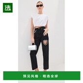 舒适时尚 1h可退 水晶心形牛仔裤 black黑色 香港直邮AREA 女士