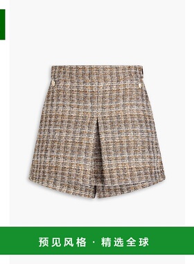 1h可退 香港直邮Maje 女士 褶裥花呢短裤 MFPSH00592G005MARRON