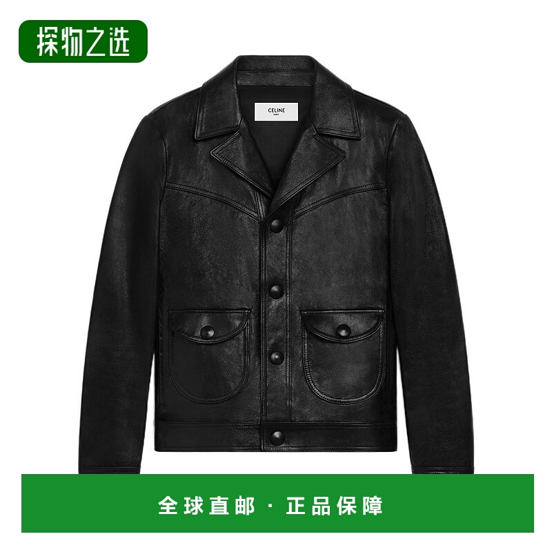 香港直邮Celine 直筒束腰皮夹克 2EK17602V.