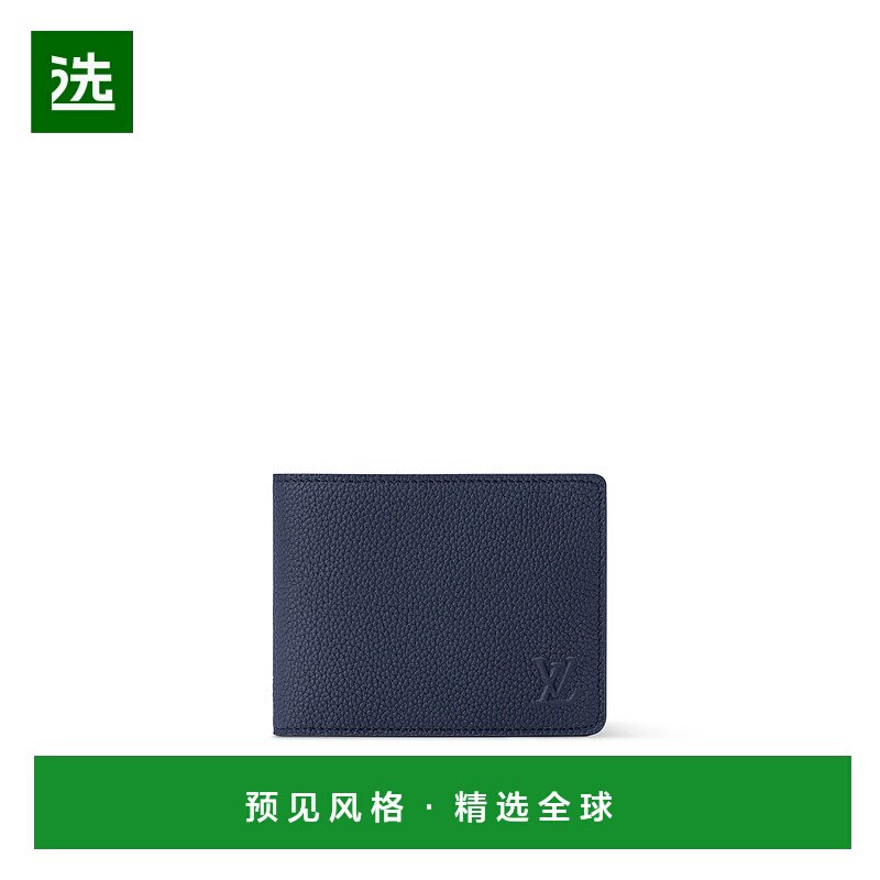 1h可退 欧洲直邮LV路易威登 男士藏青色小牛皮logo标识钱包