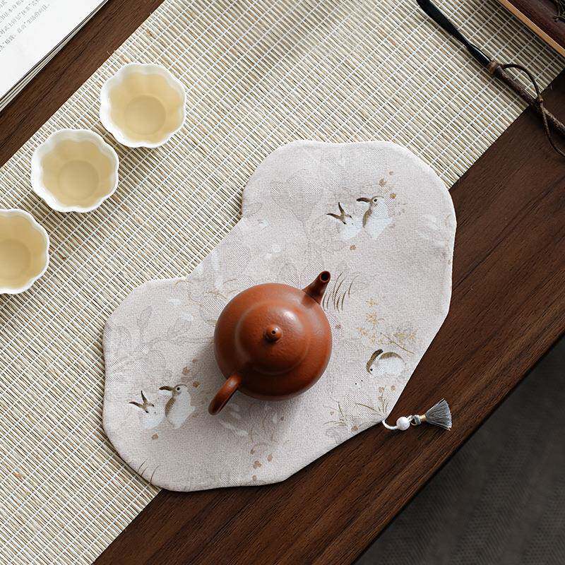 香云纱如意干中泡茶复麻古桌垫式禅意手席工棉布艺壶CDXY-YT1垫杯