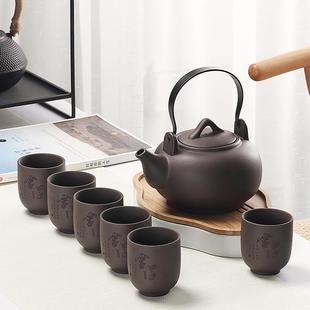提梁壶功茶公司礼品LOGO制 联lz006定纵具原矿紫砂茶夫具礼盒套装