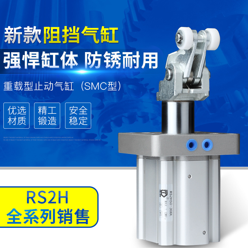 阻挡气缸RS2H50-30DL/RS1H/RSH/RSA重载型止动气缸RSQ系列带磁SMC