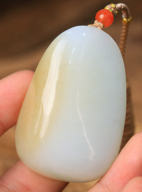 天然和田玉山料油润吊坠挂件证书