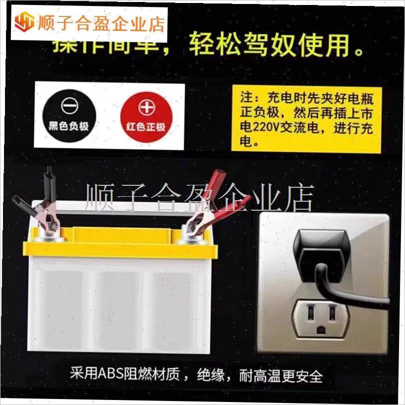 12V伏汽车电瓶充电器摩托车轿车货车蓄电池充电器智Y能通用充电.