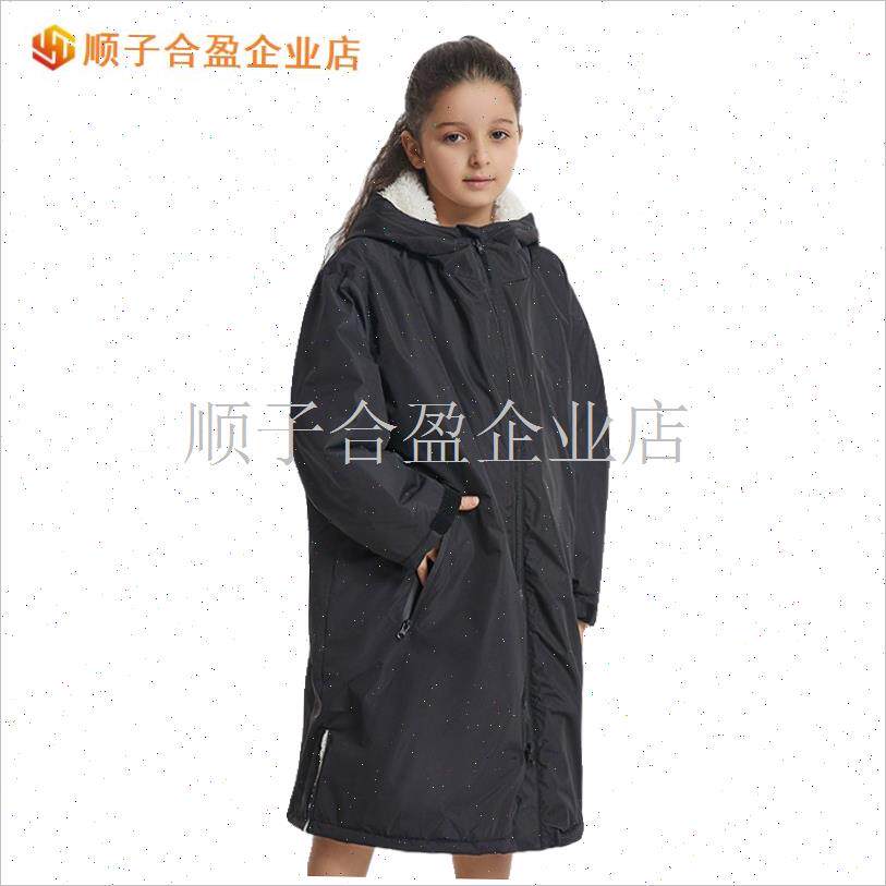 加绒加厚秋冬季i儿童浴巾u浴袍游泳馆冬泳外套户外沙滩披风斗篷.