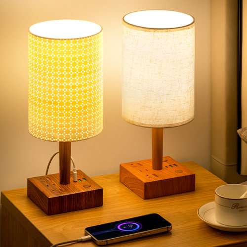 中古侘寂风氛围感台灯高级感法式书房复古客厅简约实木卧室床头灯