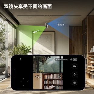 WiFi6智能摄像头app远程控制红外hd夜视室内ONVIF双镜头监控