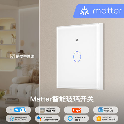 WiFi智能家居matter智能开关零火接线app远程定时触摸开关
