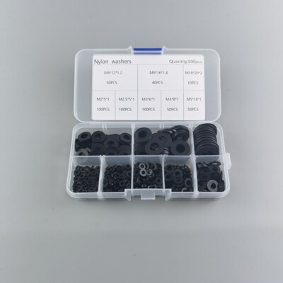 500pcs 尼龙垫片M2-M10塑料垫片 垫圈 平垫圈耐腐蚀防尘