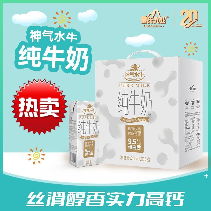 神气水牛纯牛奶250ML*12