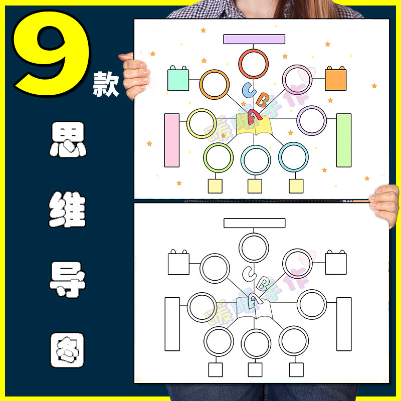 中小学生英语数学语文思维导图手小抄报一二三四五六年级纸质模板