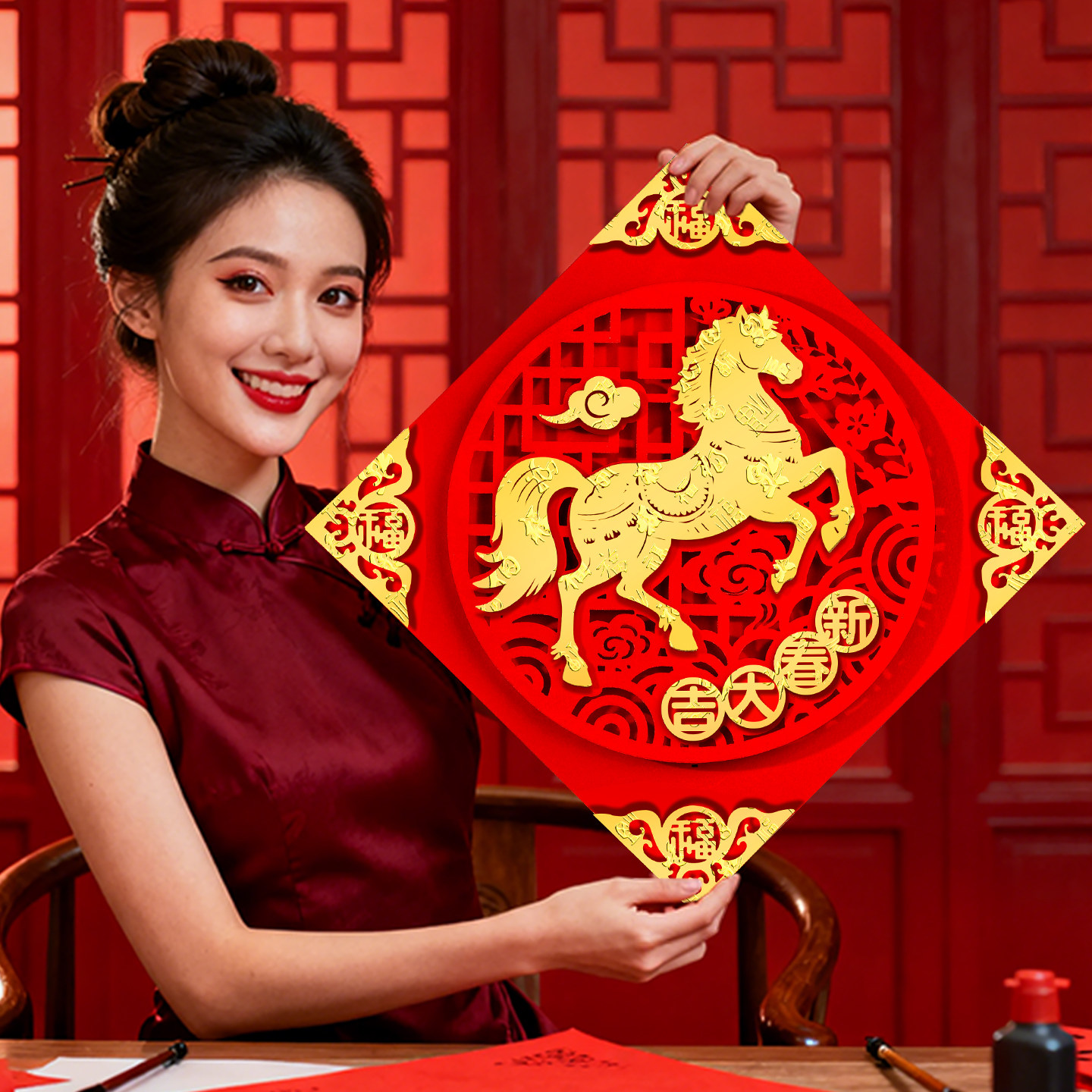 春节立体创意福字贴2026马年新款高档植绒磁吸新年大门装饰品布置,节庆用品/礼品,福字/窗花/窗贴,淘宝优惠券,粉丝福利购,淘宝优惠卷