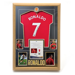 曼联皇马C罗梅西球衣相框装裱挂墙足球签名照衣服球迷纪念收藏品