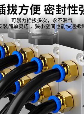 气管快速接头气动元件蓝白黑PC4/6/8/10螺纹直通快插快接气源外丝