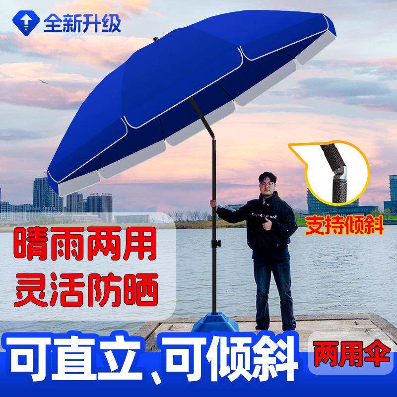 户外遮阳伞倾斜弯折圆形摆摊伞大号沙滩伞岗亭地摊集市防晒防雨伞