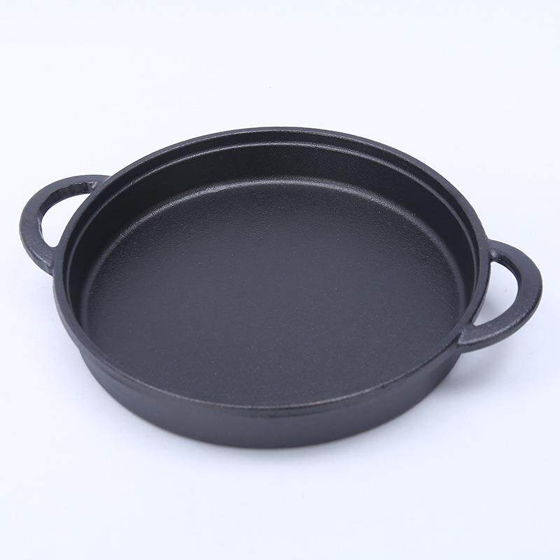 家用韩式烤肉铁板锅铸铁煎牛排加厚不粘锅圆形电磁炉平底双耳锅