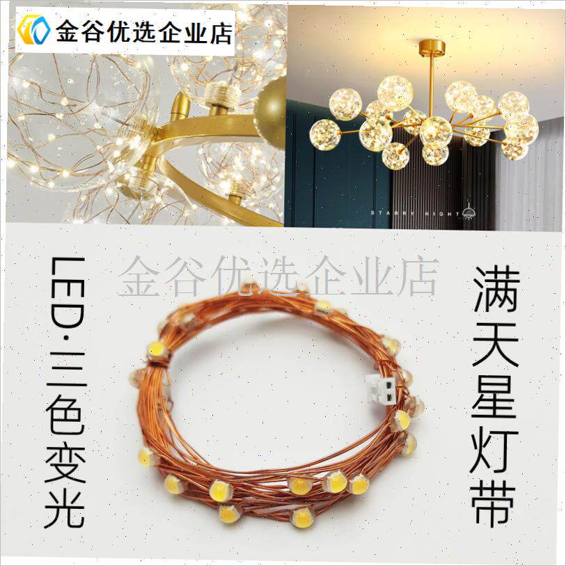 满天星灯串铜丝g圆二线铜线三色led吊灯丝低压18伏24v替换光源配\