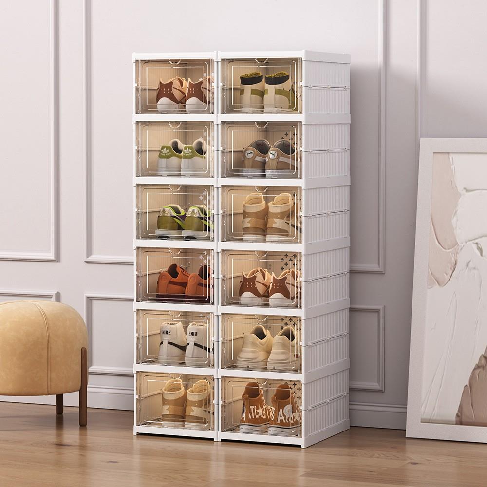出口品质经济型免安装鞋盒透明抽屉式收纳盒鞋柜加厚多层折叠鞋架