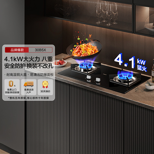 老板30B5X燃气灶双灶家用煤气炉液化气灶具大火力嵌入台式小尺寸