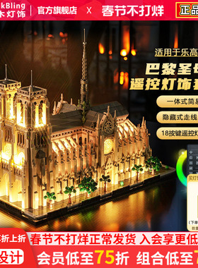 Brick Bling适用乐高21061积木灯饰建筑巴黎圣母院展示盒灯光配件