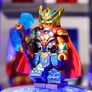复仇者联盟灭霸双刃战刀盔甲钢铁侠蜘蛛侠浪人鹰眼积木小人仔玩具