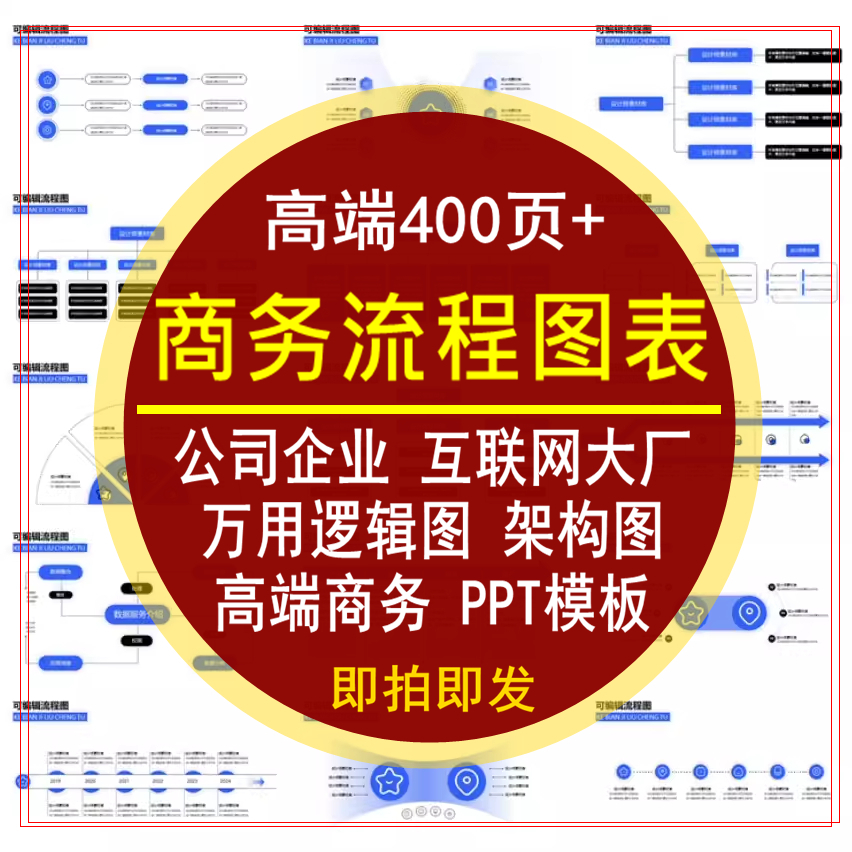 商务流程图表PPT模板高端公司企业互联网大厂万能逻辑架构图素材
