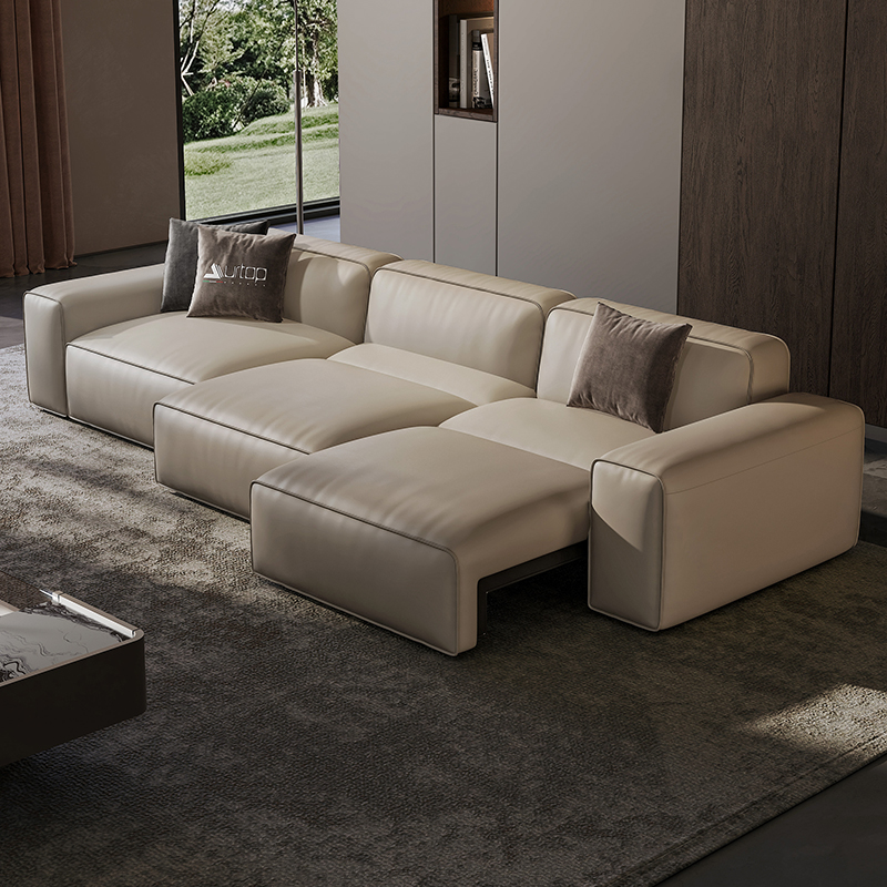 意式极简电动功能沙发零靠墙真皮沙发客厅高端别墅豆腐块沙发