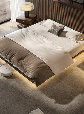 无床头悬浮床意式极简真皮储物床主卧室双人大床小户型无靠背床