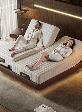 无床头全自动分体式智能床电动床架意式极简夫妻互不干扰双人床