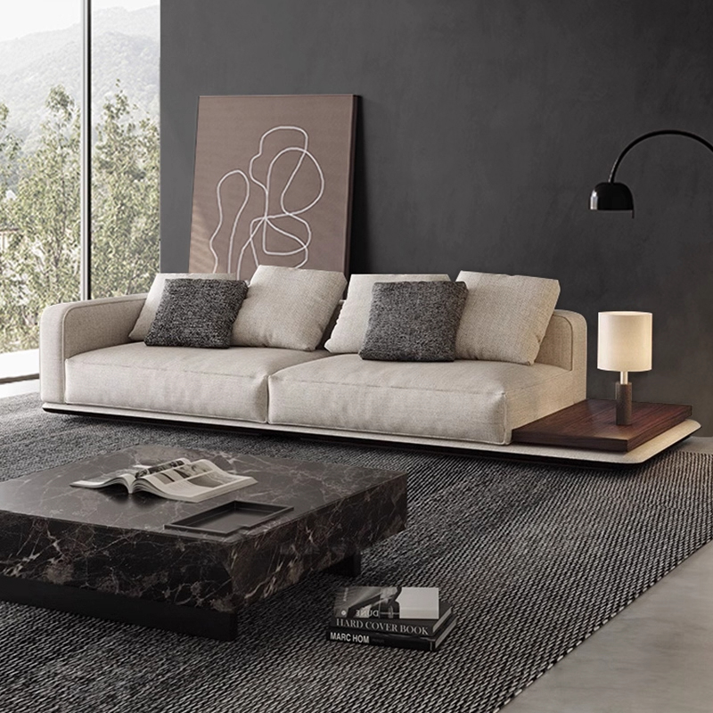 意式极简地平线棉麻直排沙发