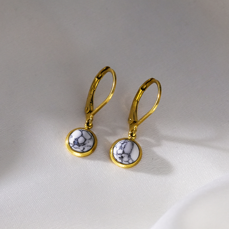 HACKNEY NINE英国伦敦轻奢饰品欧美白松石18K镀金耳环精致优雅