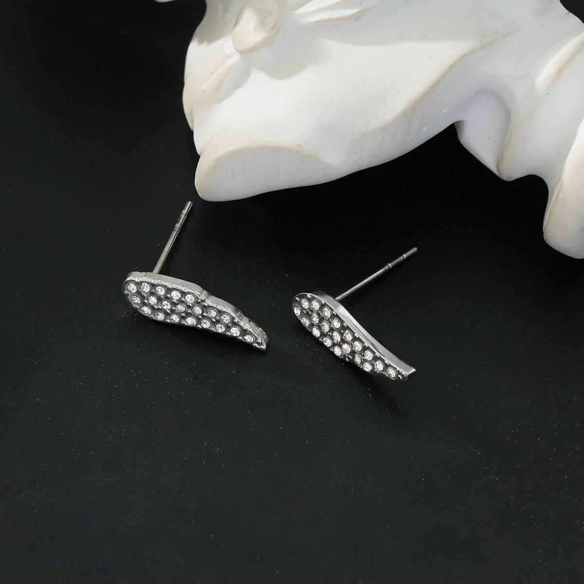 英国伦敦HACKNEY NINE欧美轻奢镶钻天使翅膀可爱18K镀白金耳钉