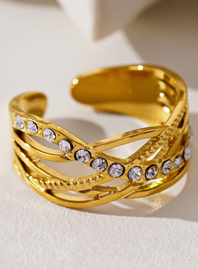 HACKNEY NINE英国伦敦轻奢饰品欧美宫廷复古高雅镶钻18K镀金戒指